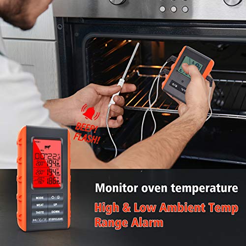 Wireless Grill Thermometer with 3 Probes - 490ft Range, Digital