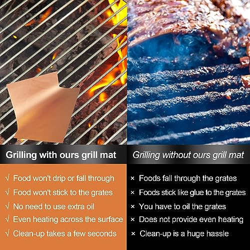 Copper Grill Mats: Set of 6 Heavy Duty BBQ Mats