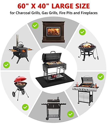Fireproof Outdoor BBQ Mat for Grill Protection - 60 x 40 inches