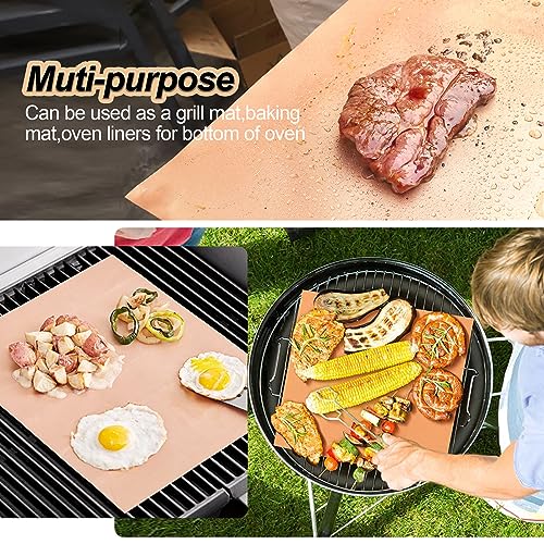 Copper Grill Mats: Set of 6 Heavy Duty BBQ Mats