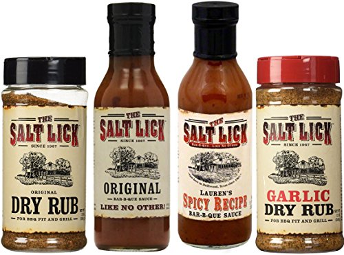 Salt Lick Favorites Assortment: Original Dry Rub, Original Sauce, Spicy Sauce, Garlic Dry Rub