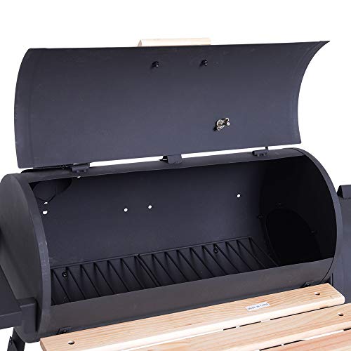 48" Steel Portable Backyard Charcoal BBQ Grill and Offset Smoker with Wheels