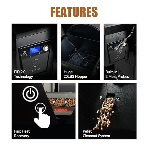 Z GRILLS 2023 Pellet Grill Smoker, LCD Screen, Huge Cabinet