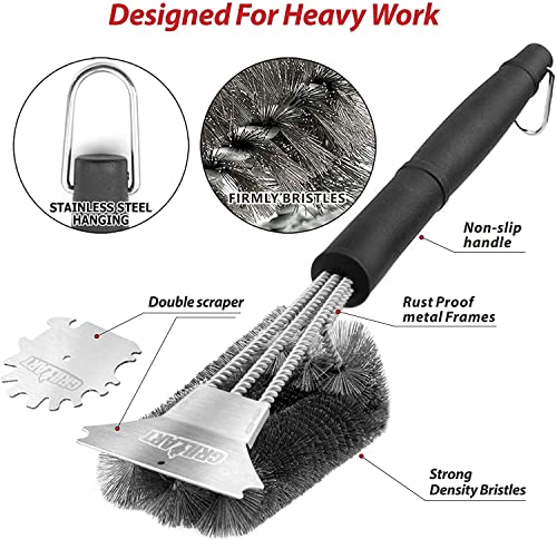 18" BBQ Grill Brush and Scraper Kit with Universal Fit