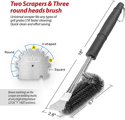 18" BBQ Grill Brush and Scraper Kit with Universal Fit
