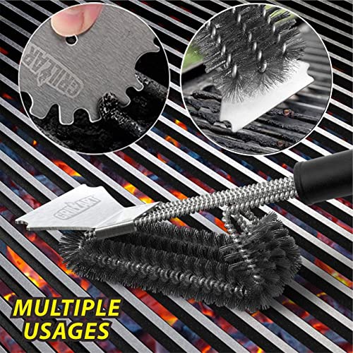 18" BBQ Grill Brush and Scraper Kit with Universal Fit
