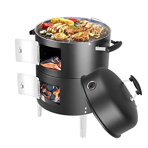 SUNLIFER Portable Charcoal BBQ Grill: Combo for Outdoor Cooking