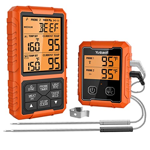 Wireless BBQ Thermometer with Dual Probes, 500 FT Range