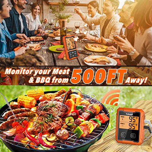 Wireless BBQ Thermometer with Dual Probes, 500 FT Range