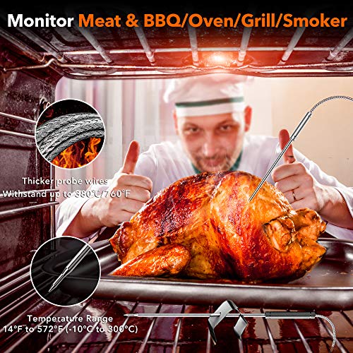 Wireless BBQ Thermometer with Dual Probes, 500 FT Range