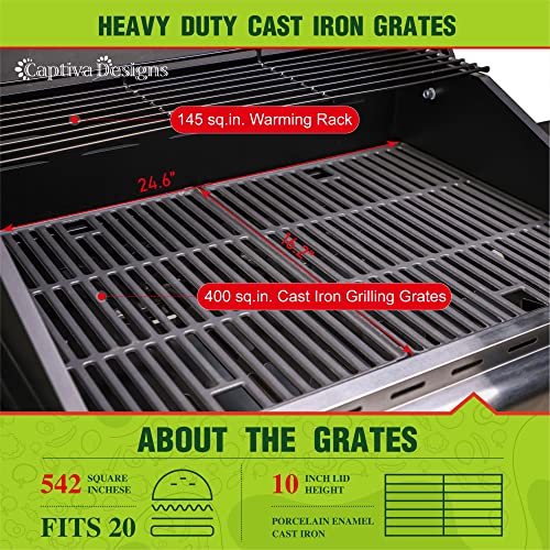 Propane Gas BBQ Grill with Side Burner & Cast Iron Grates