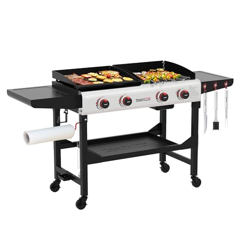 Portable 4-Burner Gas Grill & Griddle Combo