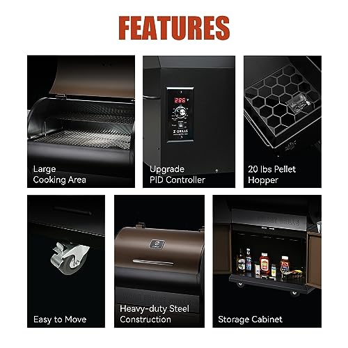 Z GRILLS Wood Pellet Grill Smoker with PID Control, 700 sq. in Cooking Area