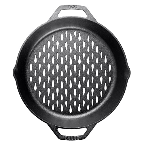 Lodge 12" Cast Iron Grill Basket with Dual Handles