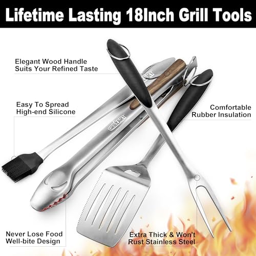 18-Inch Grill Set - BBQ Tools with Accessories
