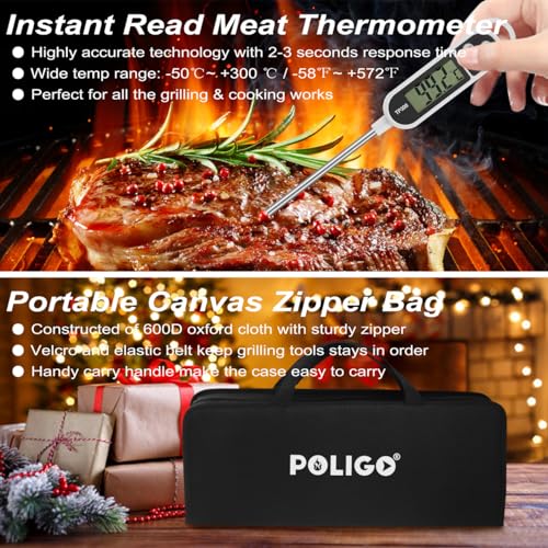 POLIGO 26PCS Stainless Steel BBQ Grilling Tools