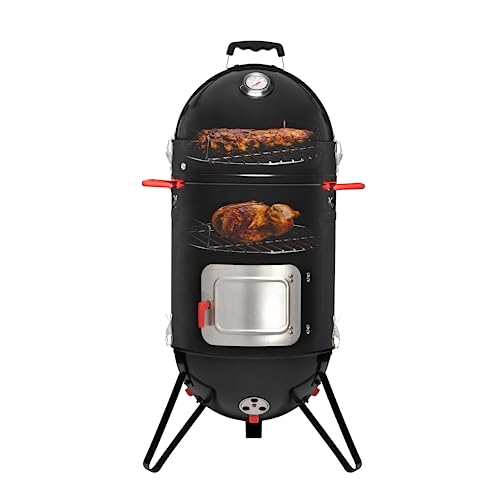 14-inch Black Vertical Smoker Combo with Fish Hooks