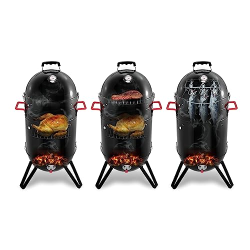 14-inch Black Vertical Smoker Combo with Fish Hooks