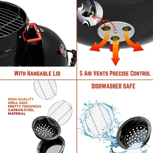 14-inch Black Vertical Smoker Combo with Fish Hooks