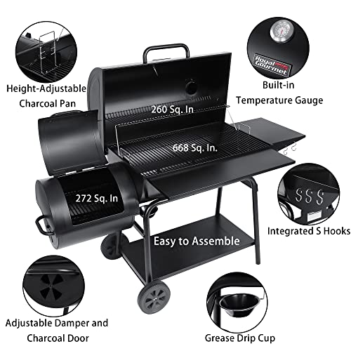 Royal Gourmet CC2036F Charcoal Grill & Smoker Combo