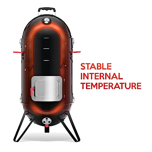 14-inch Black Vertical Smoker Combo with Fish Hooks