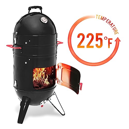 14-inch Black Vertical Smoker Combo with Fish Hooks