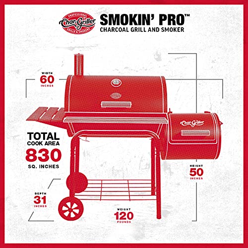 Char-Griller Smokin Pro Charcoal Grill + Side Fire Box