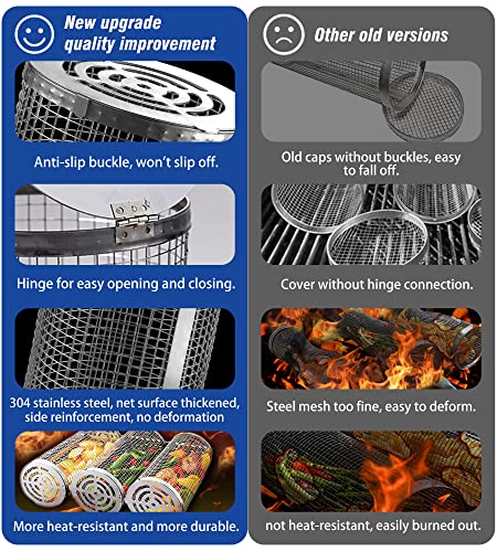 Large Stainless Steel Rolling Grill Baskets - BBQ Accessories