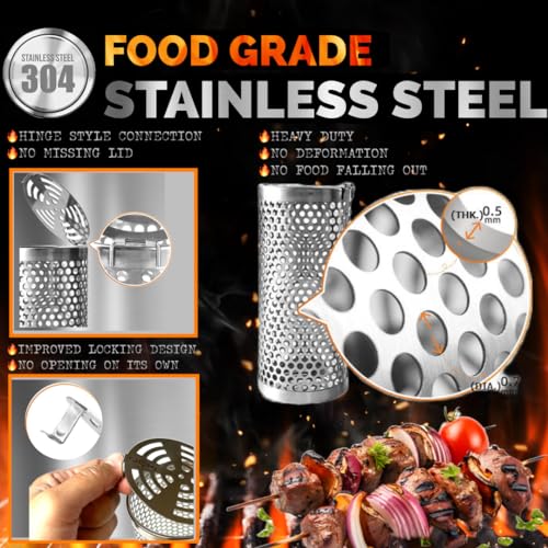 Grill Baskets Set: Fish, Meat, Fries, Forks, Hooks, Glove