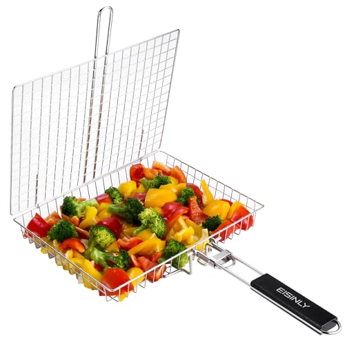 Portable Stainless Steel Grill Basket for Outdoor BBQ