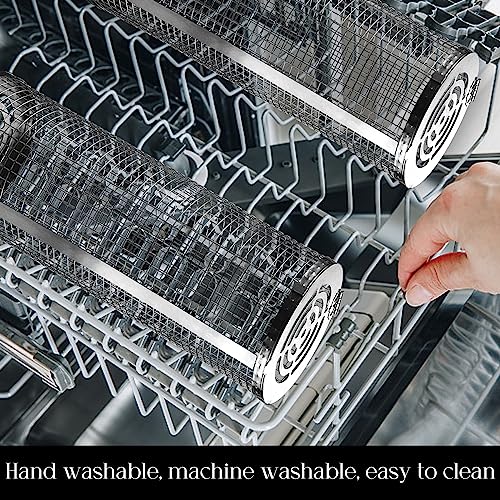 Large Stainless Steel Rolling Grill Baskets - BBQ Accessories