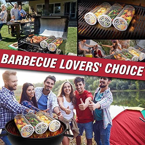 Large Stainless Steel Rolling Grill Baskets - BBQ Accessories