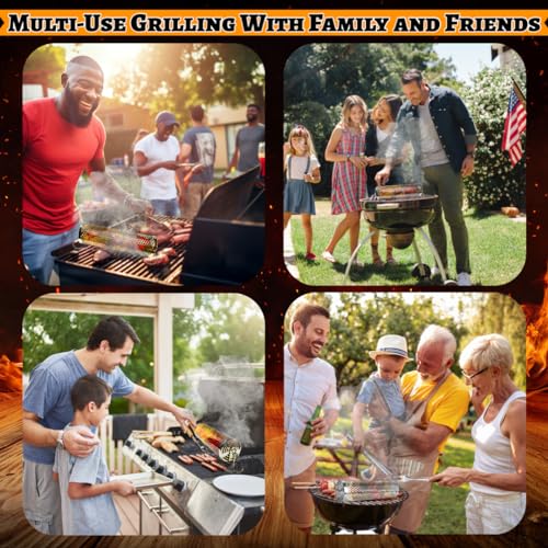 Grill Baskets Set: Fish, Meat, Fries, Forks, Hooks, Glove