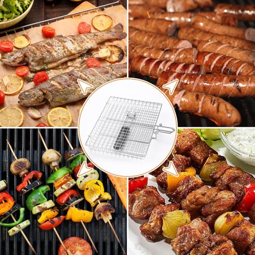Portable Stainless Steel Grill Basket for Outdoor BBQ