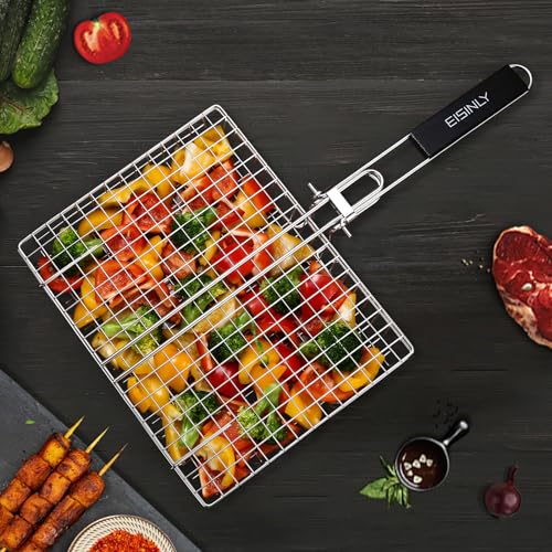 Portable Stainless Steel Grill Basket for Outdoor BBQ