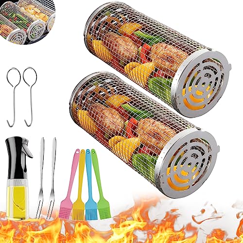 Wrakus Rolling Grilling Baskets - Stainless Steel BBQ