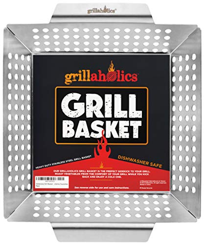 XL Stainless Steel Veggie Grill Basket for Outdoor Grilling