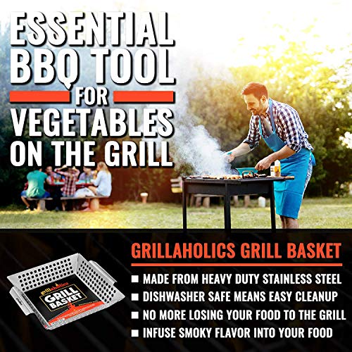 XL Stainless Steel Veggie Grill Basket for Outdoor Grilling
