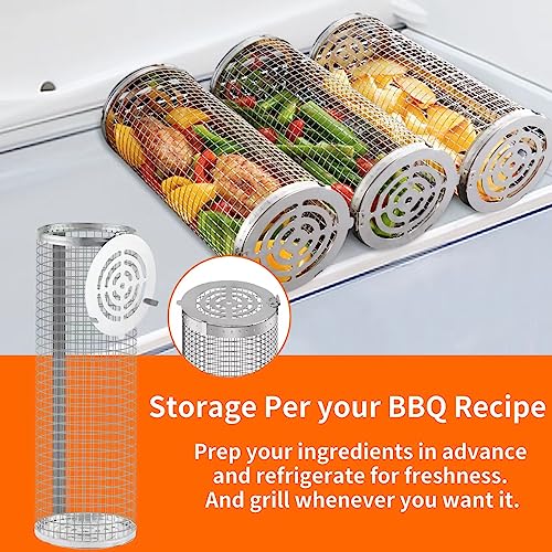 Wrakus Rolling Grilling Baskets - Stainless Steel BBQ