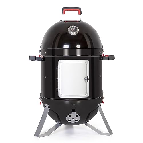 18-inch Vertical Charcoal Smoker Grill: Porcelain-Enameled & Thermometer