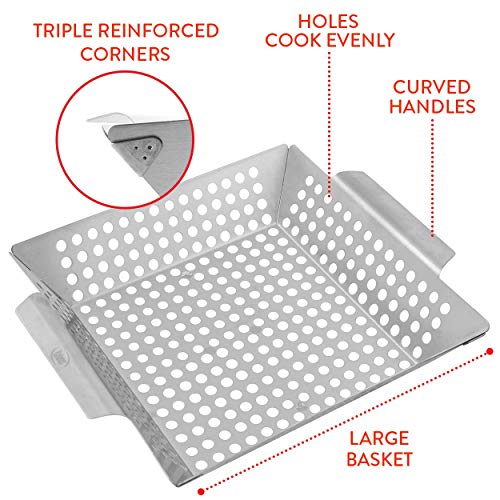 Heavy Duty Stainless Steel Grill Basket for Veggies