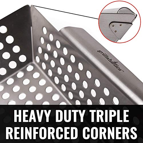 XL Stainless Steel Veggie Grill Basket for Outdoor Grilling