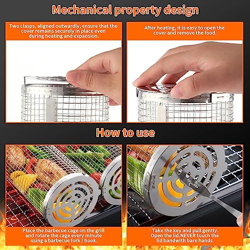 Wrakus Rolling Grilling Baskets - Stainless Steel BBQ