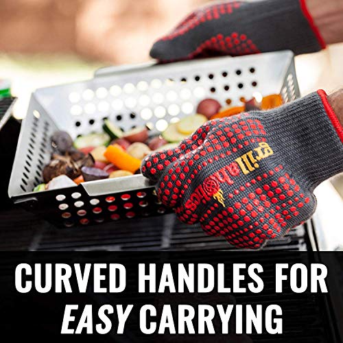 XL Stainless Steel Veggie Grill Basket for Outdoor Grilling