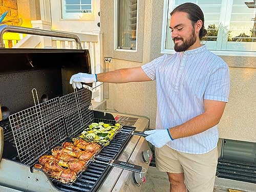 AIZOAM Stainless Steel BBQ Grill Basket for Fish & Vegetables