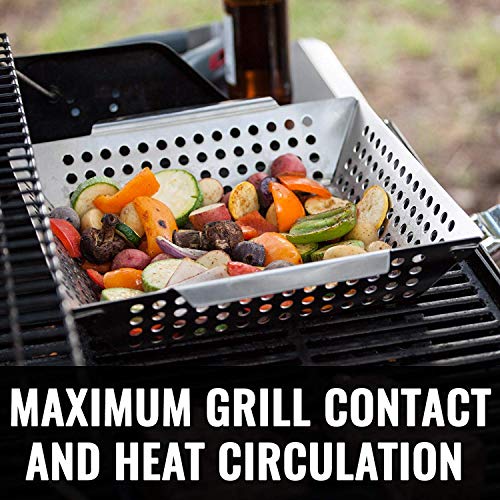XL Stainless Steel Veggie Grill Basket for Outdoor Grilling