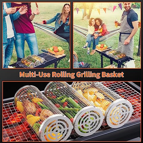Wrakus Rolling Grilling Baskets - Stainless Steel BBQ