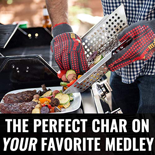 XL Stainless Steel Veggie Grill Basket for Outdoor Grilling