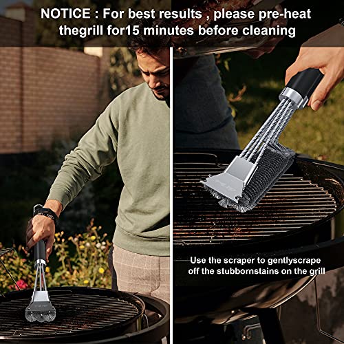 18" Stainless Steel BBQ Grill Brush & Scraper (2-Pack)