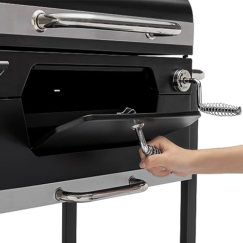24" Charcoal Grill & BBQ Smoker with Handle and Folding Table